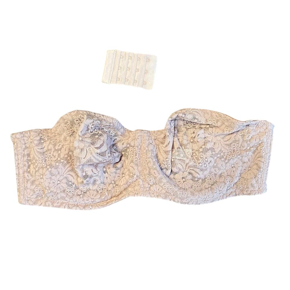 Wacoal Halo Lace Strapless Bandeau Bra 38D Nude w/ Extension